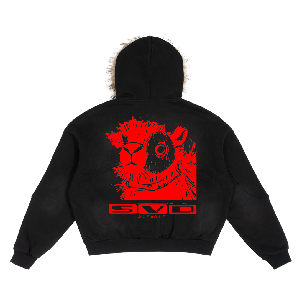 Premium Detachable Fur Goat Rose Hoodie