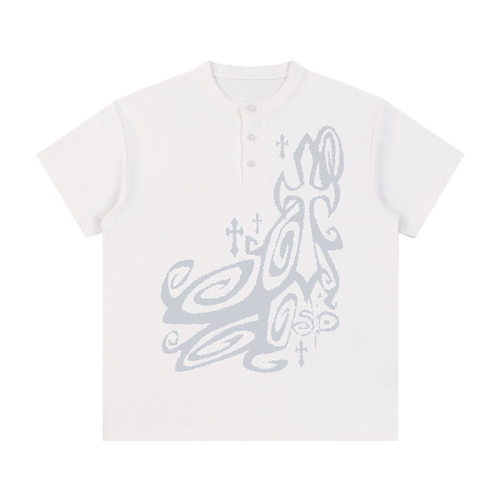 Swirly Cross Henley Shirt