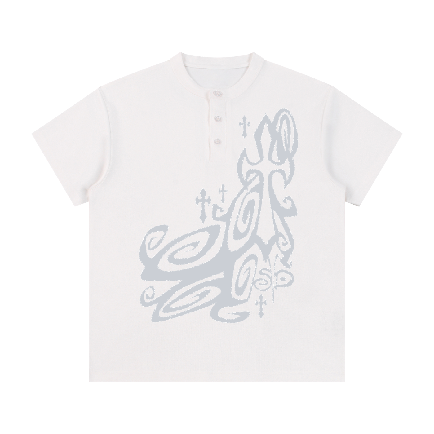 Swirly Cross Henley Shirt